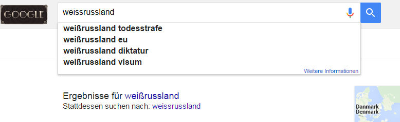 Suchanfrage „Weißrussland“ in Google